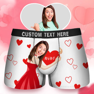 Custom Photo Hug Heart Mine - Gift For Husband, Boyfriend - Personalized Men's Boxer Briefs