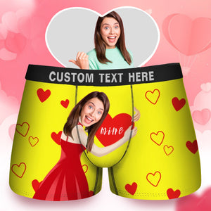 Custom Photo Hug Heart Mine - Gift For Husband, Boyfriend - Personalized Men's Boxer Briefs