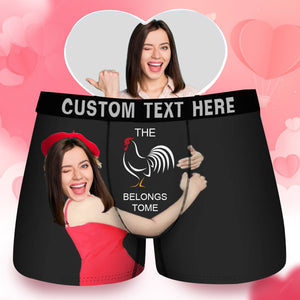 Custom Photo The Chicken Belongs To Me - Gift For Husband, Boyfriend - Personalized Men's Boxer Briefs