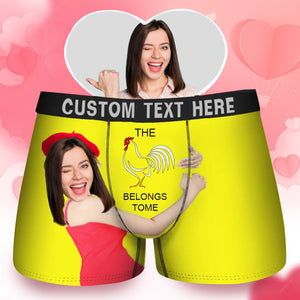 Custom Photo The Chicken Belongs To Me - Gift For Husband, Boyfriend - Personalized Men's Boxer Briefs