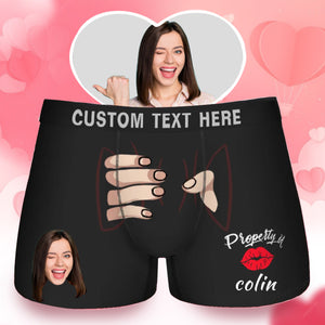 Custom Photo Hand Hold Property Kiss - Gift For Husband, Boyfriend - Personalized Men's Boxer Briefs