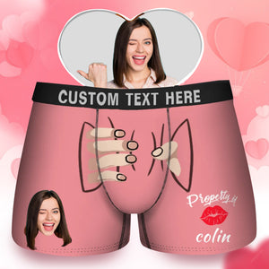 Custom Photo Hand Hold Property Kiss - Gift For Husband, Boyfriend - Personalized Men's Boxer Briefs