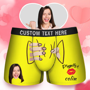 Custom Photo Hand Hold Property Kiss - Gift For Husband, Boyfriend - Personalized Men's Boxer Briefs