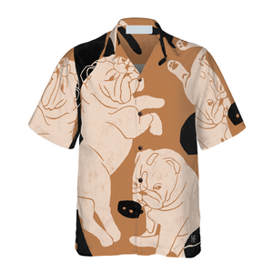 Bulldog Illustration Hawaiian Shirt