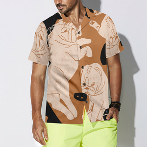 Bulldog Illustration Hawaiian Shirt