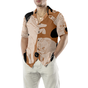 Bulldog Illustration Hawaiian Shirt