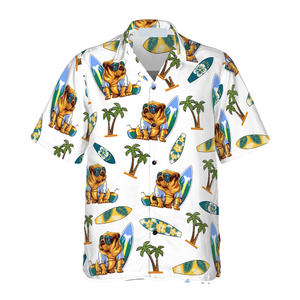 Bulldog Surf And Palm Hawaiian Shirt