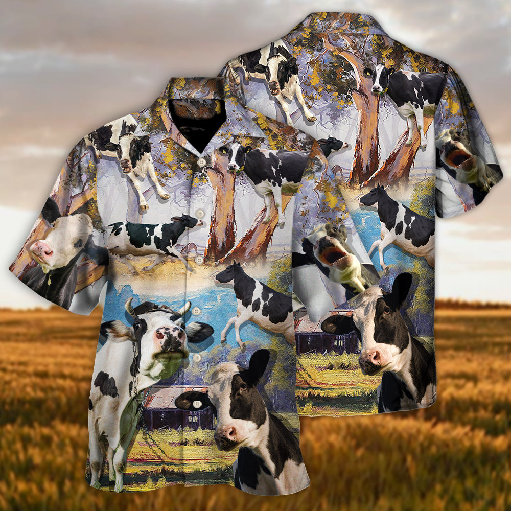 Cow Dancing In The Australian Landscape Cattle Art Style - Hawaiian Shirt