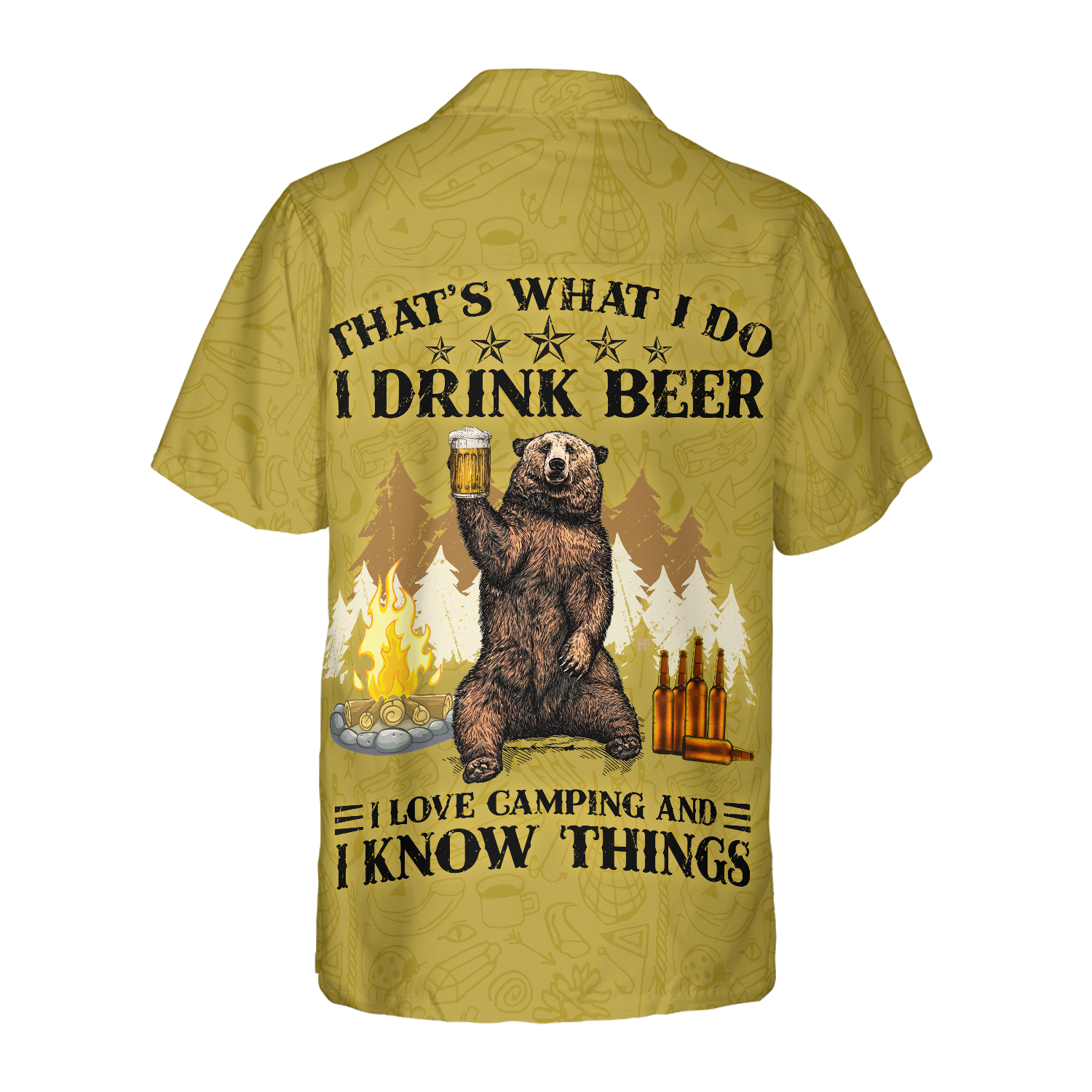 Camping Bear Drink Beer - Hawaiian Shirt