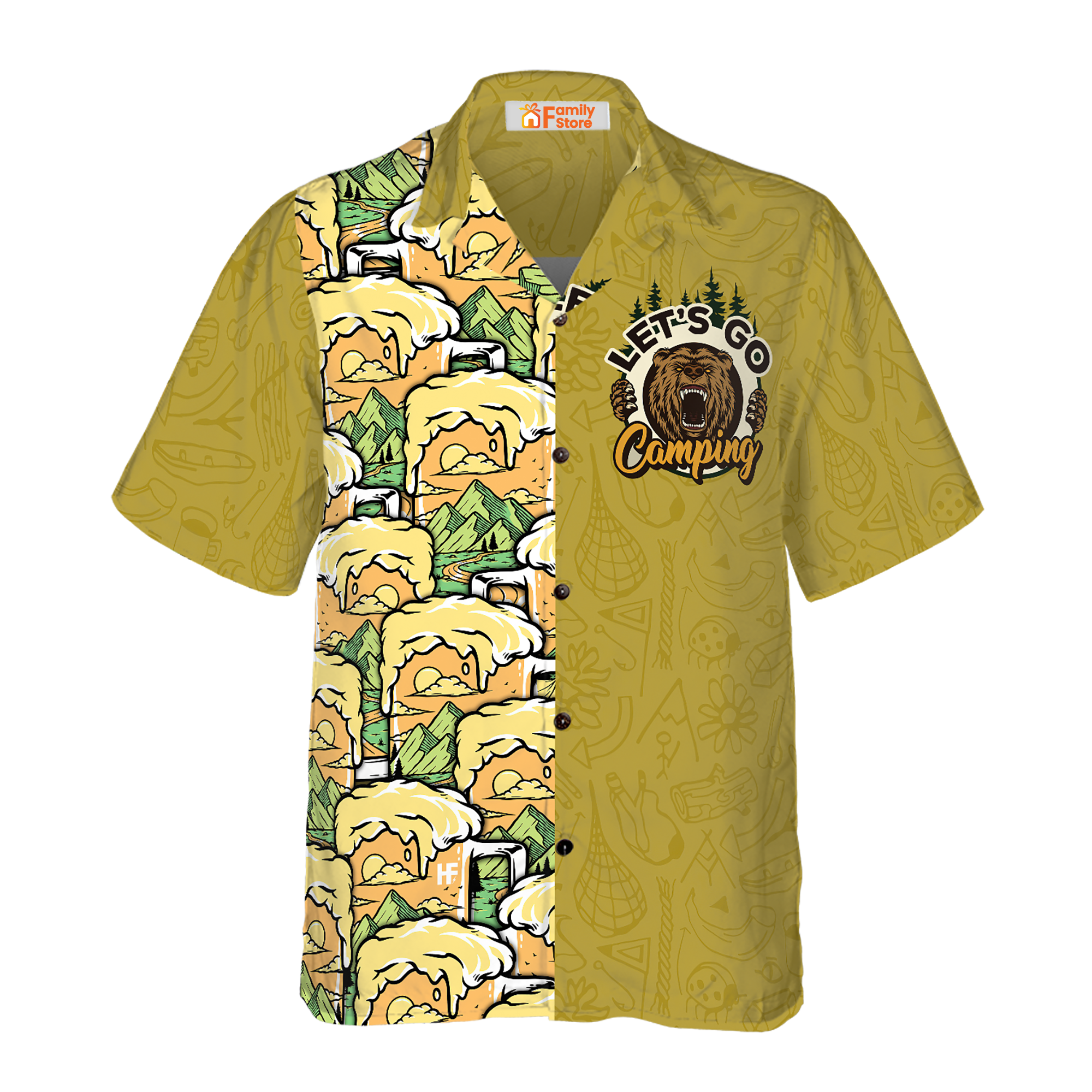 Camping Bear Drink Beer - Hawaiian Shirt