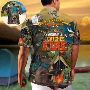 Camping Dandy Until Someone's Marshmallow Catches  - Gift For Cat Lovers - Hawaiian Shirt