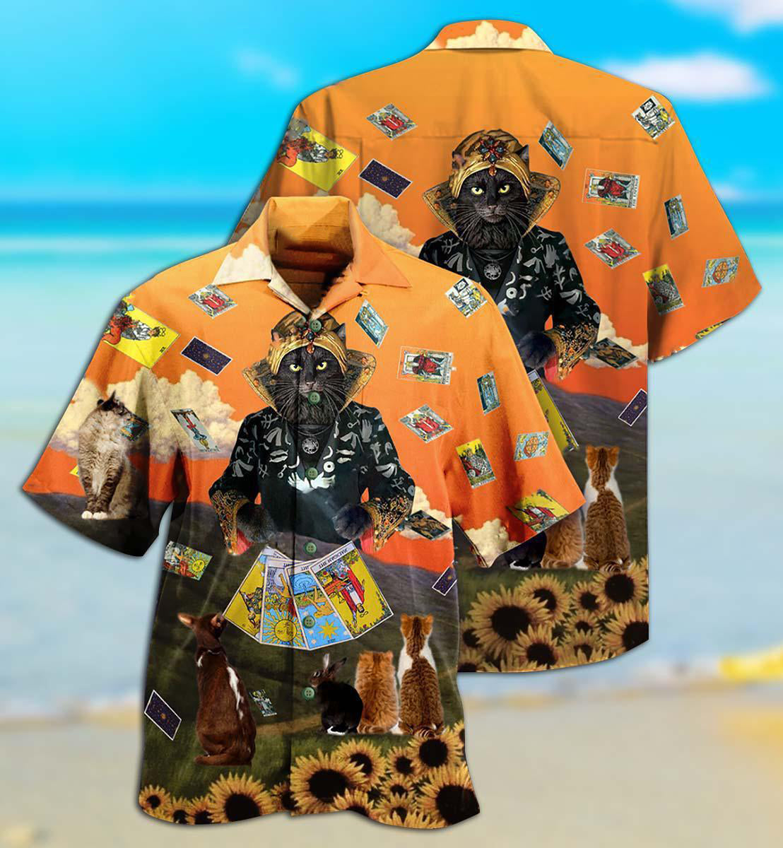 Cat And Tarot Style - Gift For Cat Lovers - Hawaiian Shirt