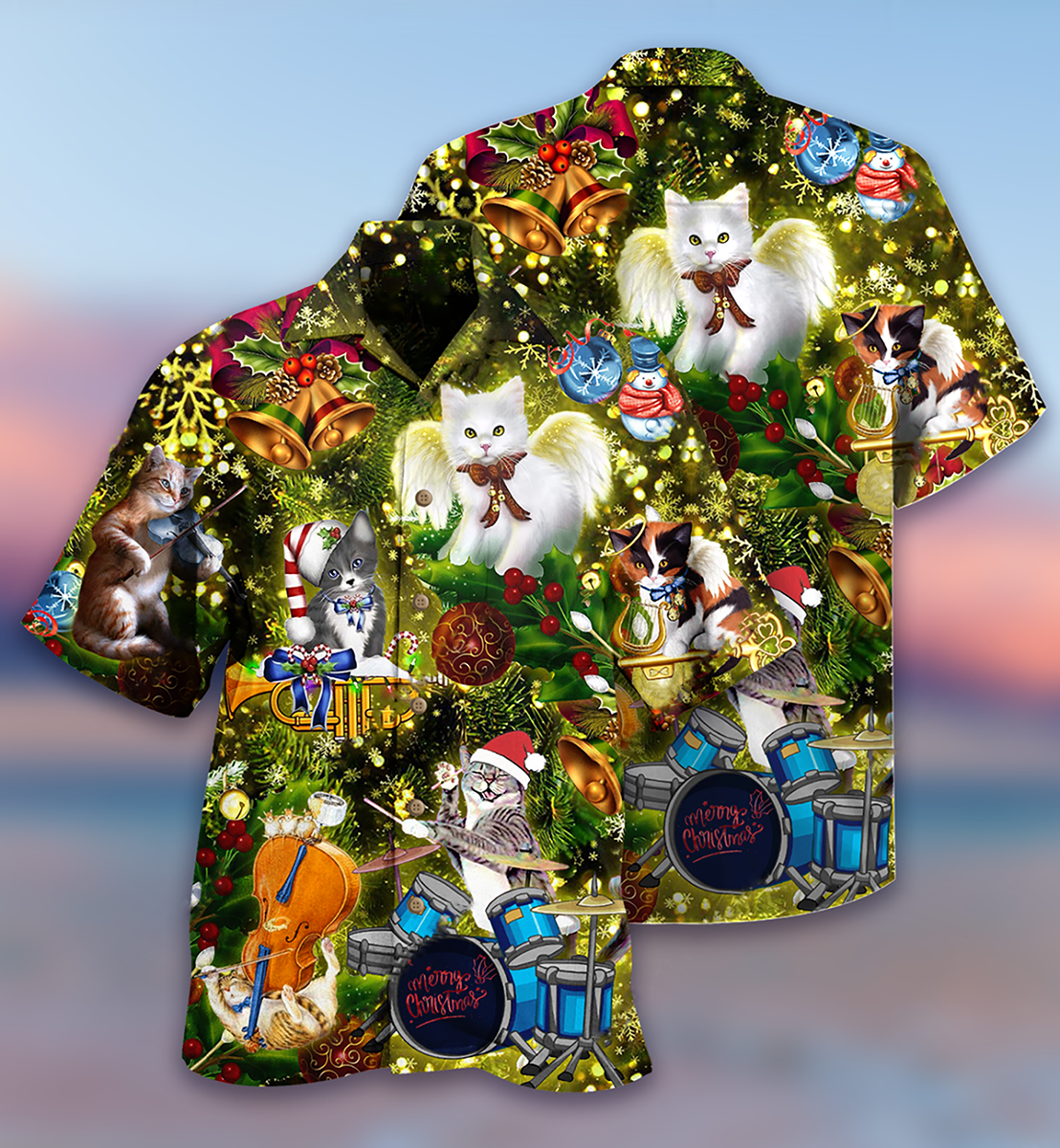 Cat Christmas Angel - Gift For Cat Lovers - Hawaiian Shirt