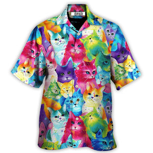 Cat Colorful Little Cute Kitten Happy Life - Gift For Cat Lovers - Hawaiian Shirt