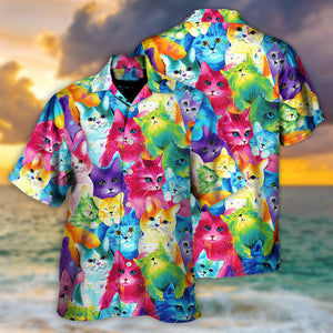 Cat Colorful Little Cute Kitten Happy Life - Gift For Cat Lovers - Hawaiian Shirt