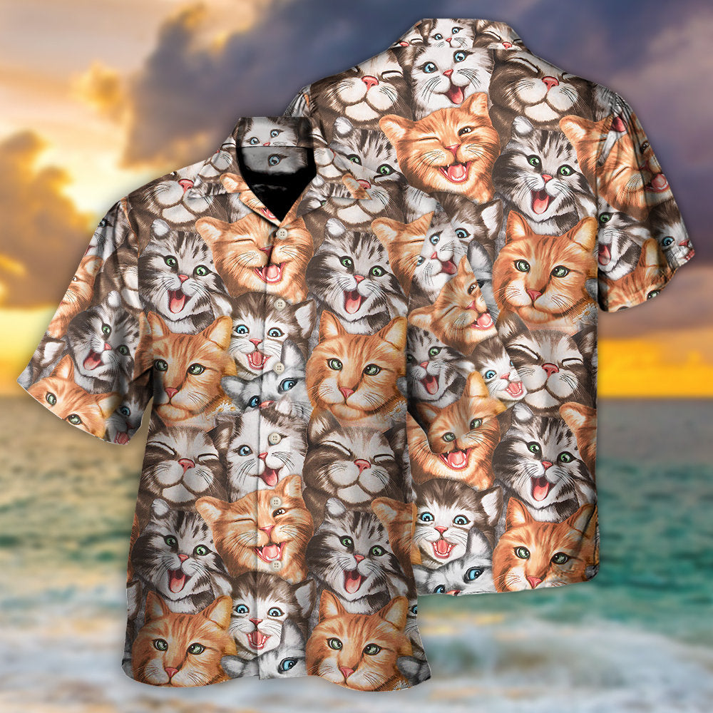 Cat Cute Happy Life With Funny Little Cat - Gift For Cat Lovers - Hawaiian Shirt