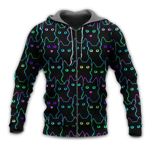 Cat Cute Little Kitten Neon - Hoodie