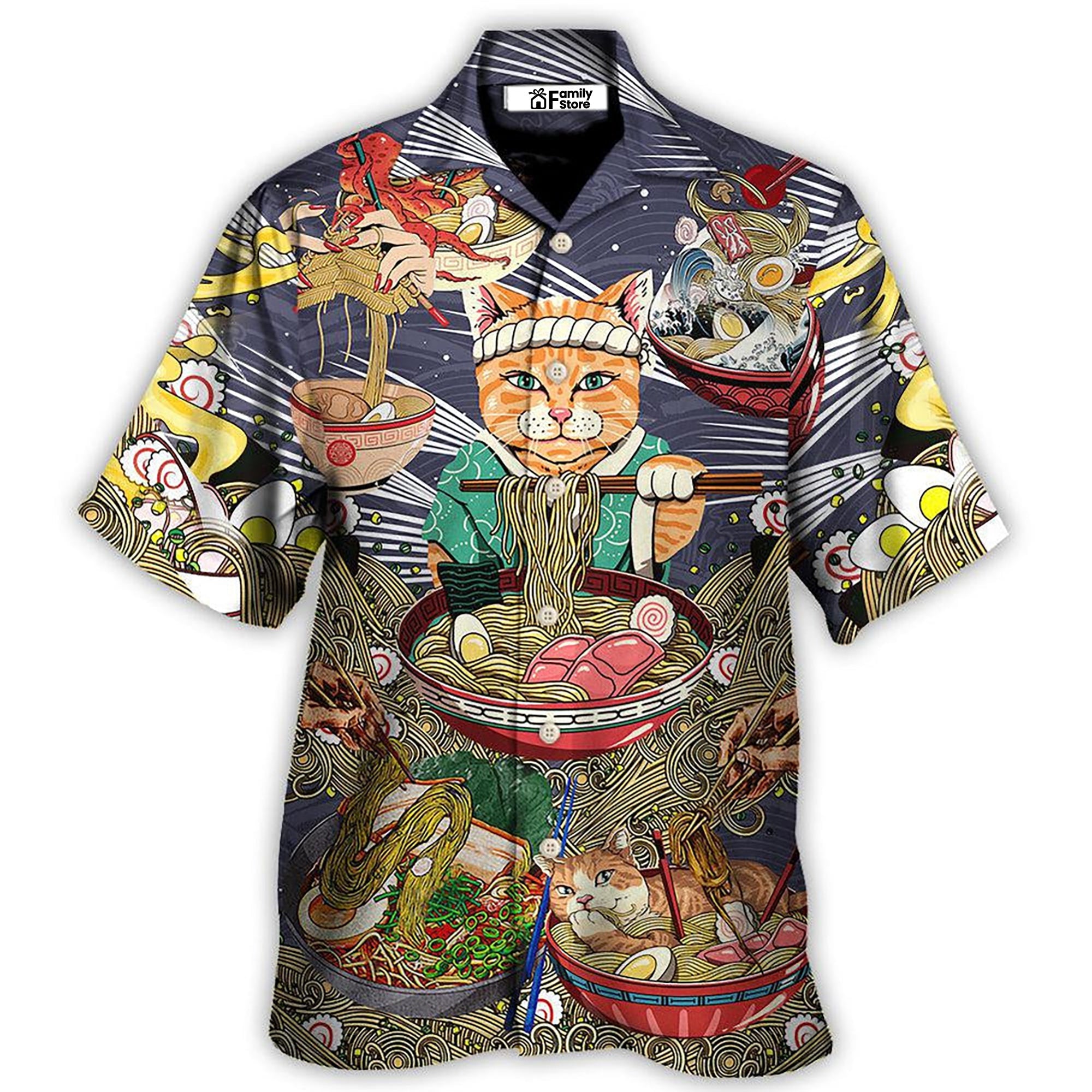 Cat Eating Ramen Lovely - Gift For Cat Lovers - Hawaiian Shirt