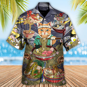 Cat Eating Ramen Lovely - Gift For Cat Lovers - Hawaiian Shirt