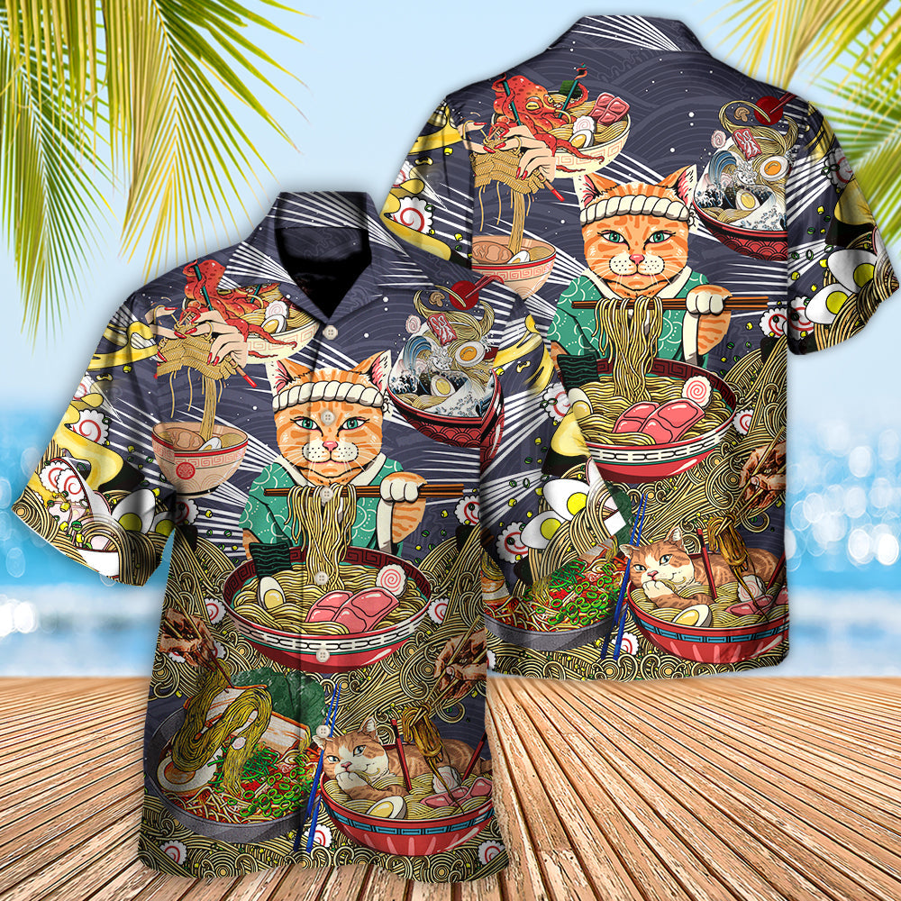 Cat Eating Ramen Lovely - Gift For Cat Lovers - Hawaiian Shirt