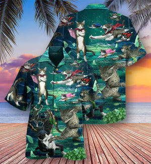 Cat Epic Fight - Gift For Cat Lovers - Hawaiian Shirt