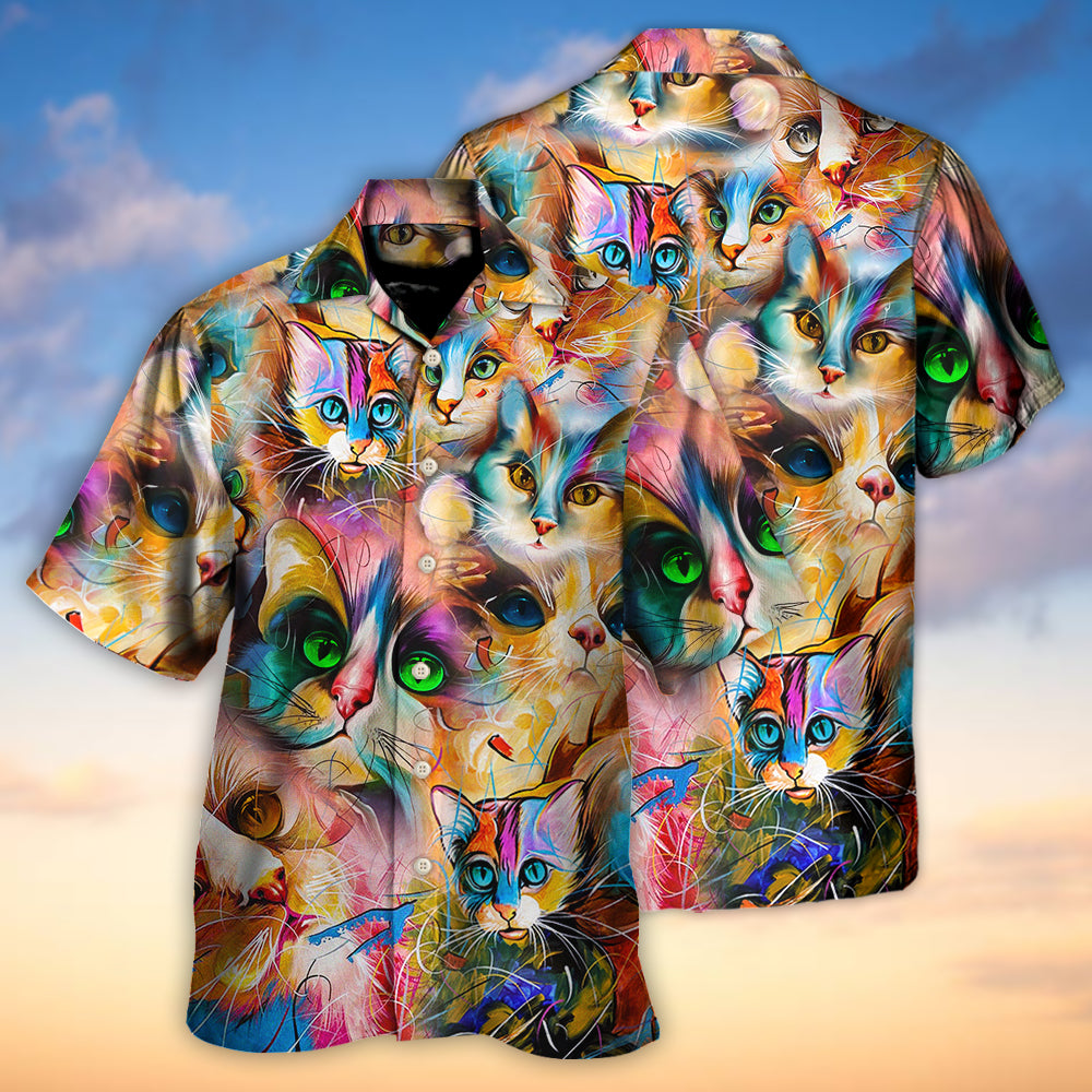 Funny Art Lover Cat Colorful Mixer Style - Hawaiian Shirt