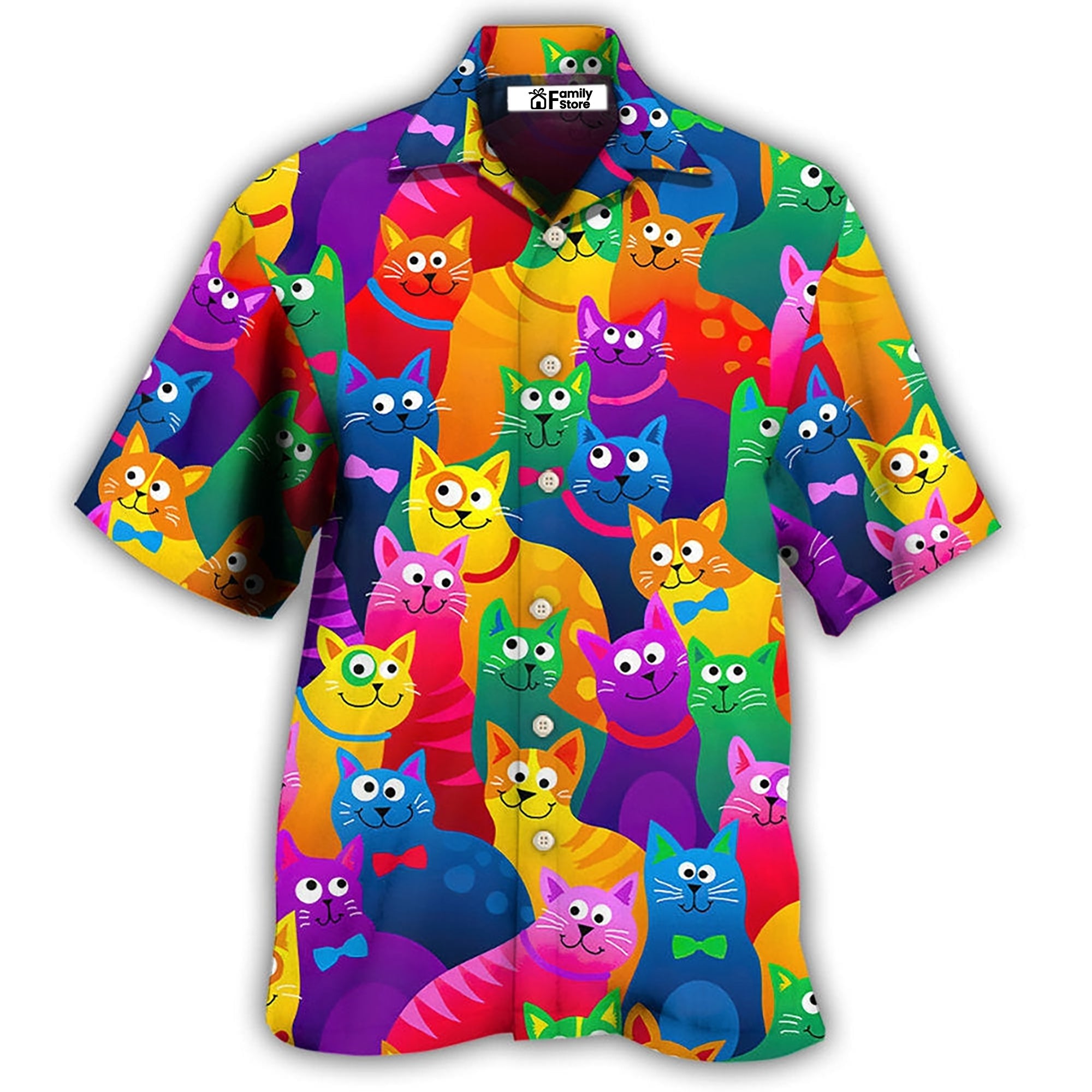 Cat Funny Colorful Style - Hawaiian Shirt