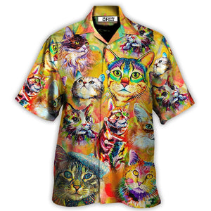 Funny Cat Colorful Painting Yellow Art Style - Hawaiian Shirt