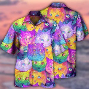 Cat Galaxy Colorful Cool Style - Hawaiian Shirt