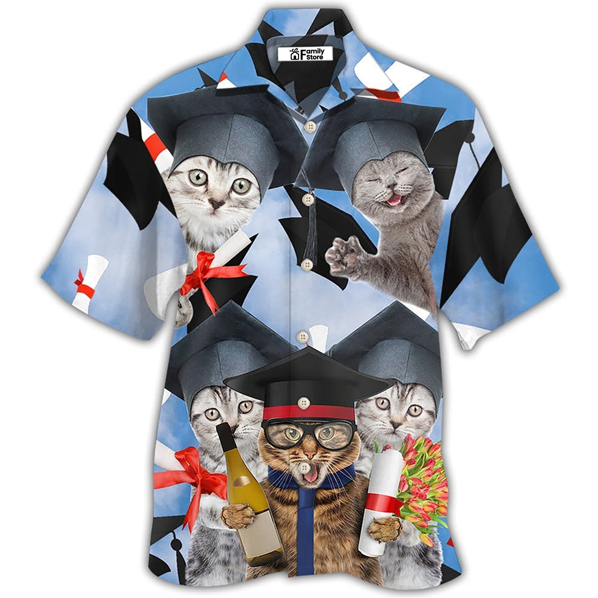 Graduation Cute Cat - Gift For Cat Lovers - Hawaiian Shirt