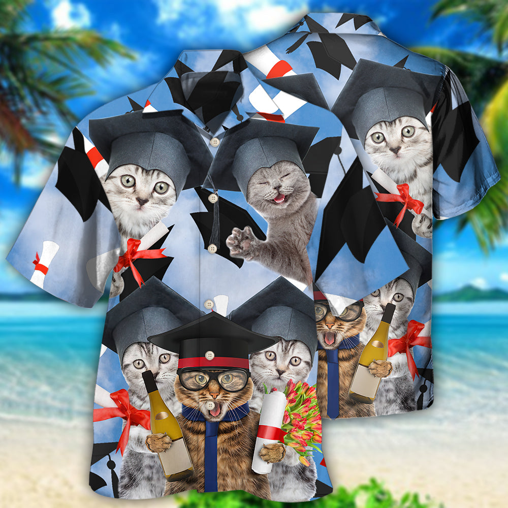 Graduation Cute Cat - Gift For Cat Lovers - Hawaiian Shirt