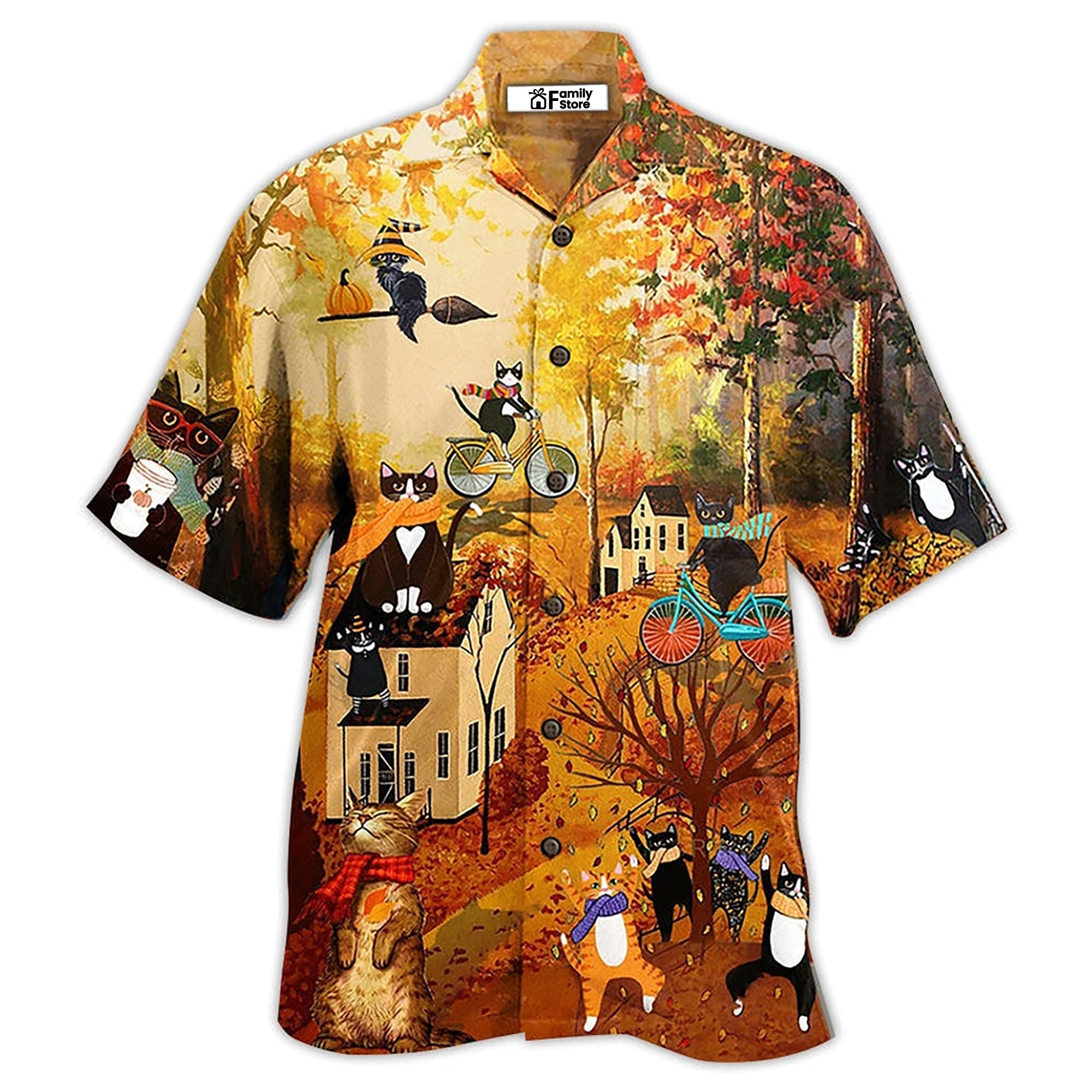 Happy Fall Y'All Cat - Hawaiian Shirt