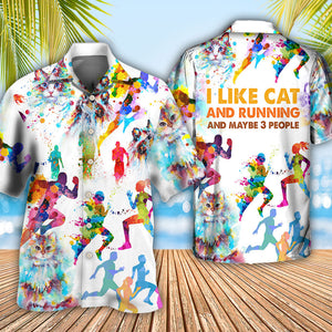 Cat I Like Cat And Running - Hawaiian Shirt