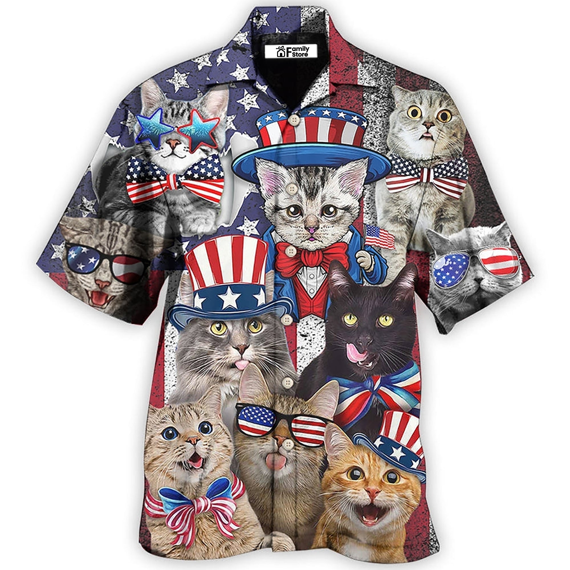 Cat Independence Day Funny - Hawaiian Shirt