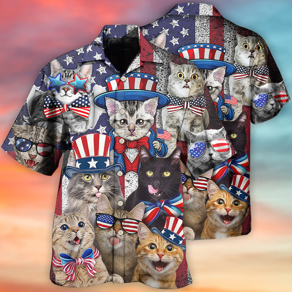 Cat Independence Day Funny - Hawaiian Shirt