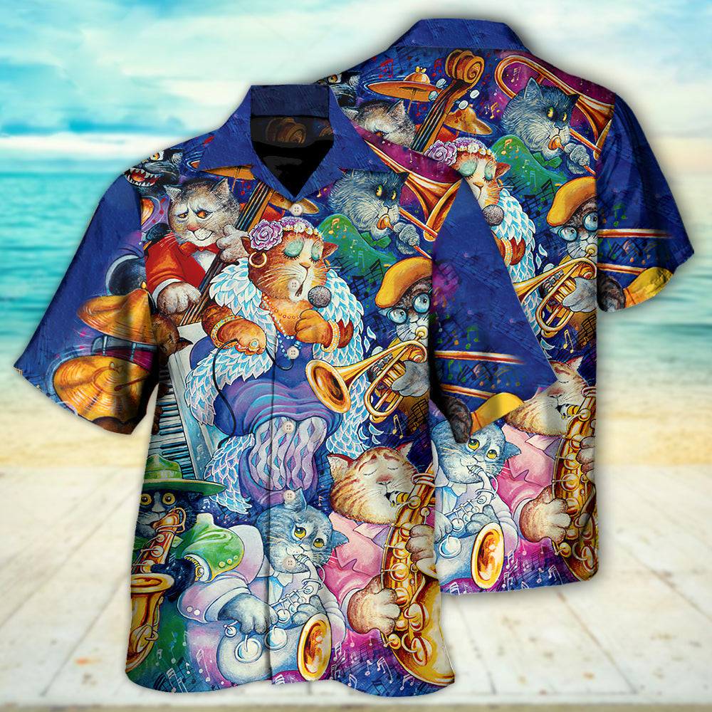 Cat Jazz Music Funny - Gift For Cat Lovers - Hawaiian Shirt