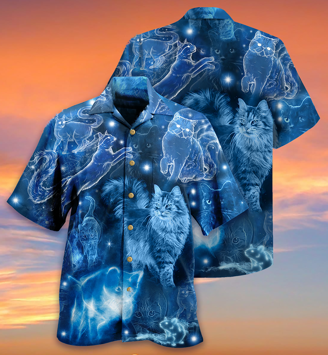 Cat Love Blue Neon Stunning - Gift For Cat Lovers - Hawaiian Shirt