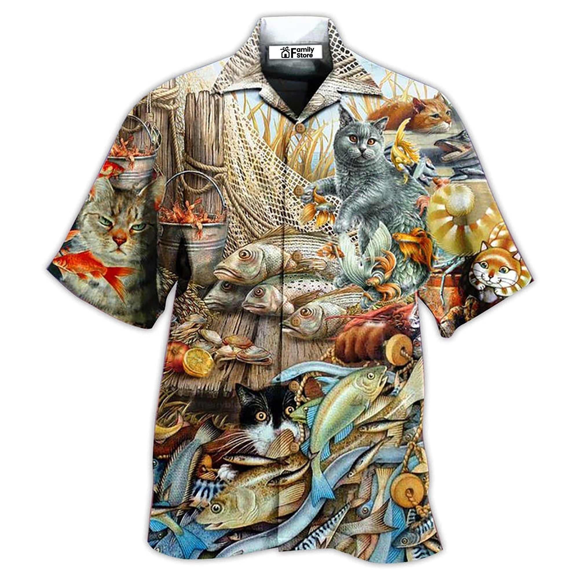 Cat Love Fish Delicious Meal - Gift For Cat Lovers - Hawaiian Shirt