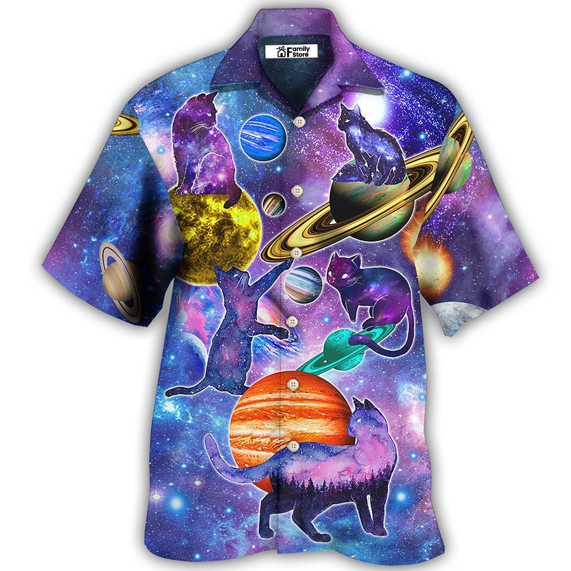 Cat Love Galaxy Colorfull - Hawaiian Shirt