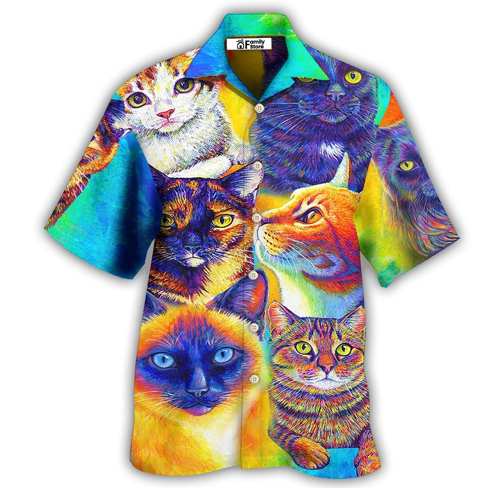 Cat Love Life Colorful Style - Gift For Cat Lovers - Hawaiian Shirt