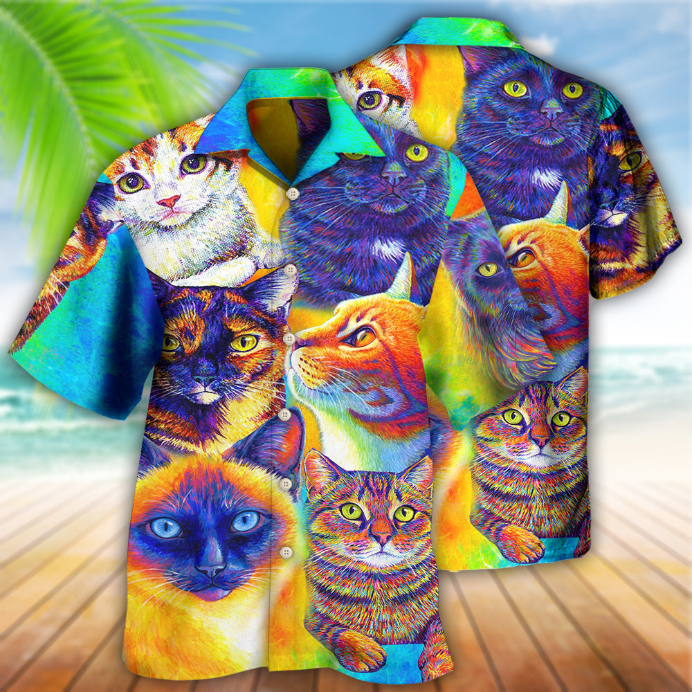 Cat Love Life Colorful Style - Gift For Cat Lovers - Hawaiian Shirt