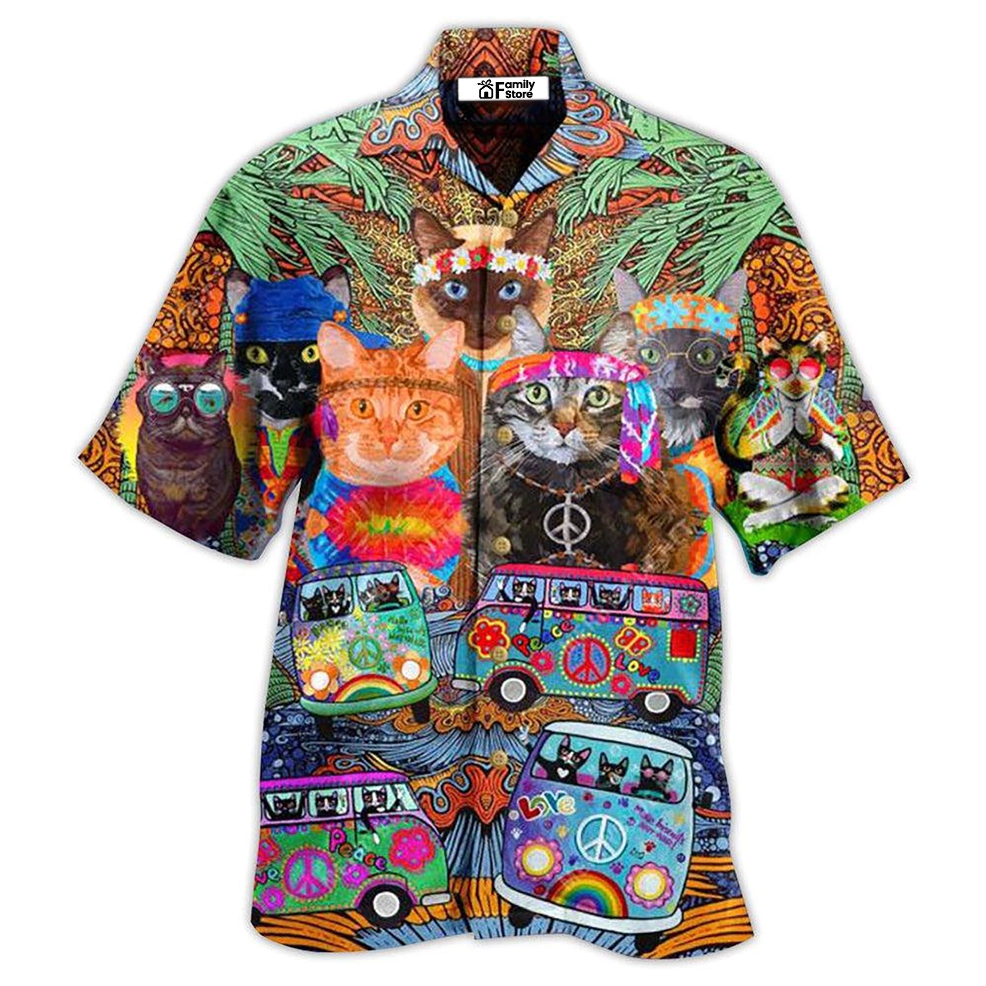 Cat Love Life In Bus - Gift For Cat Lovers - Hawaiian Shirt