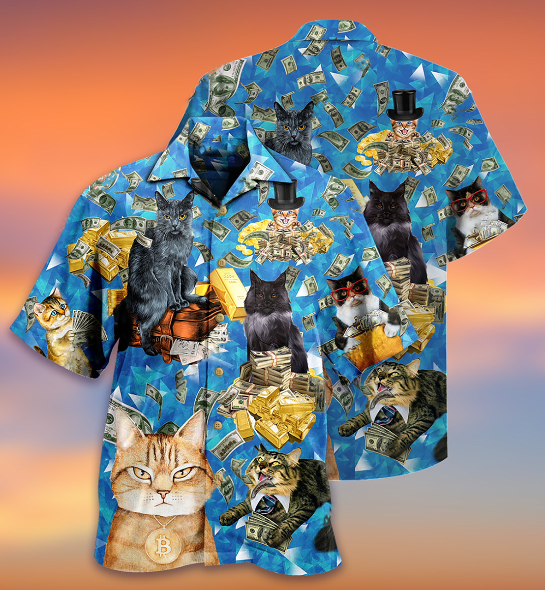 Cat Love Money Cool - Gift For Cat Lovers - Hawaiian Shirt