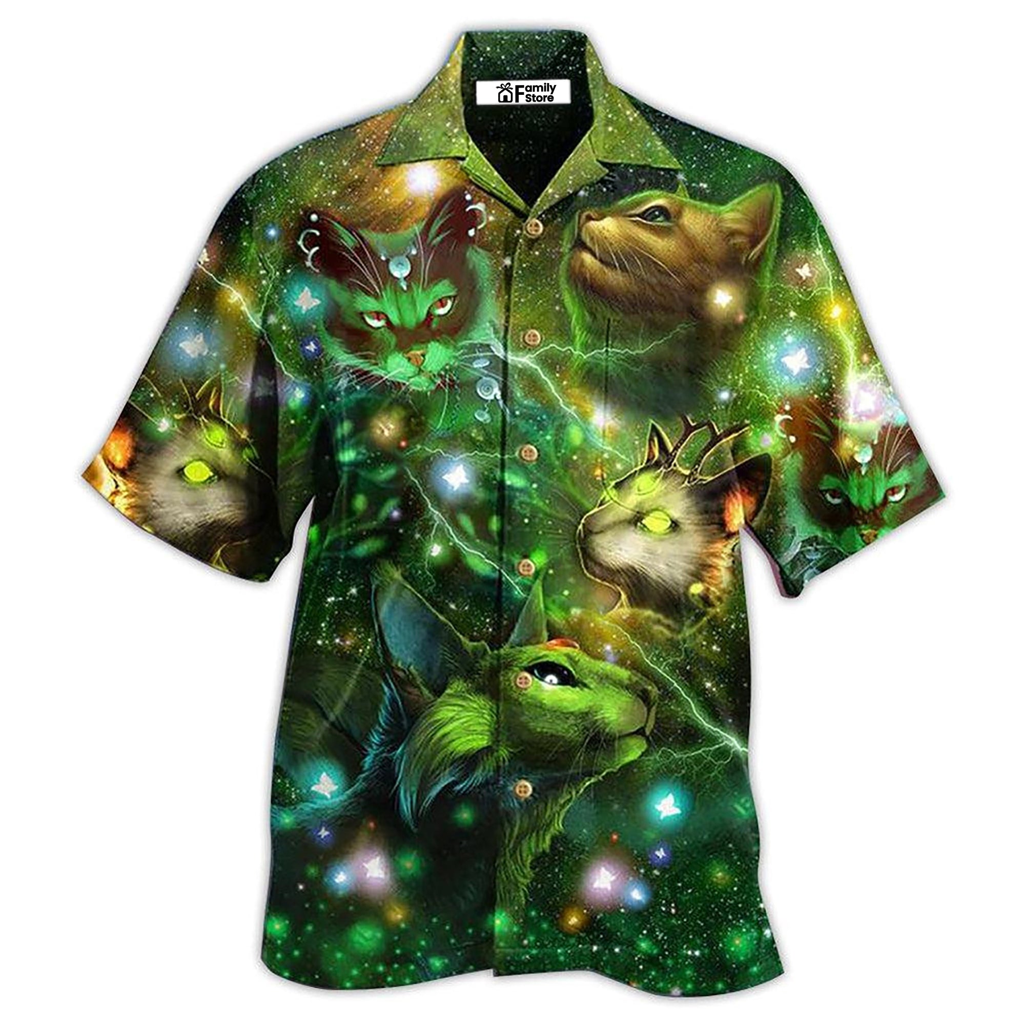 Cat Love Night And Star Mysterious - Hawaiian Shirt