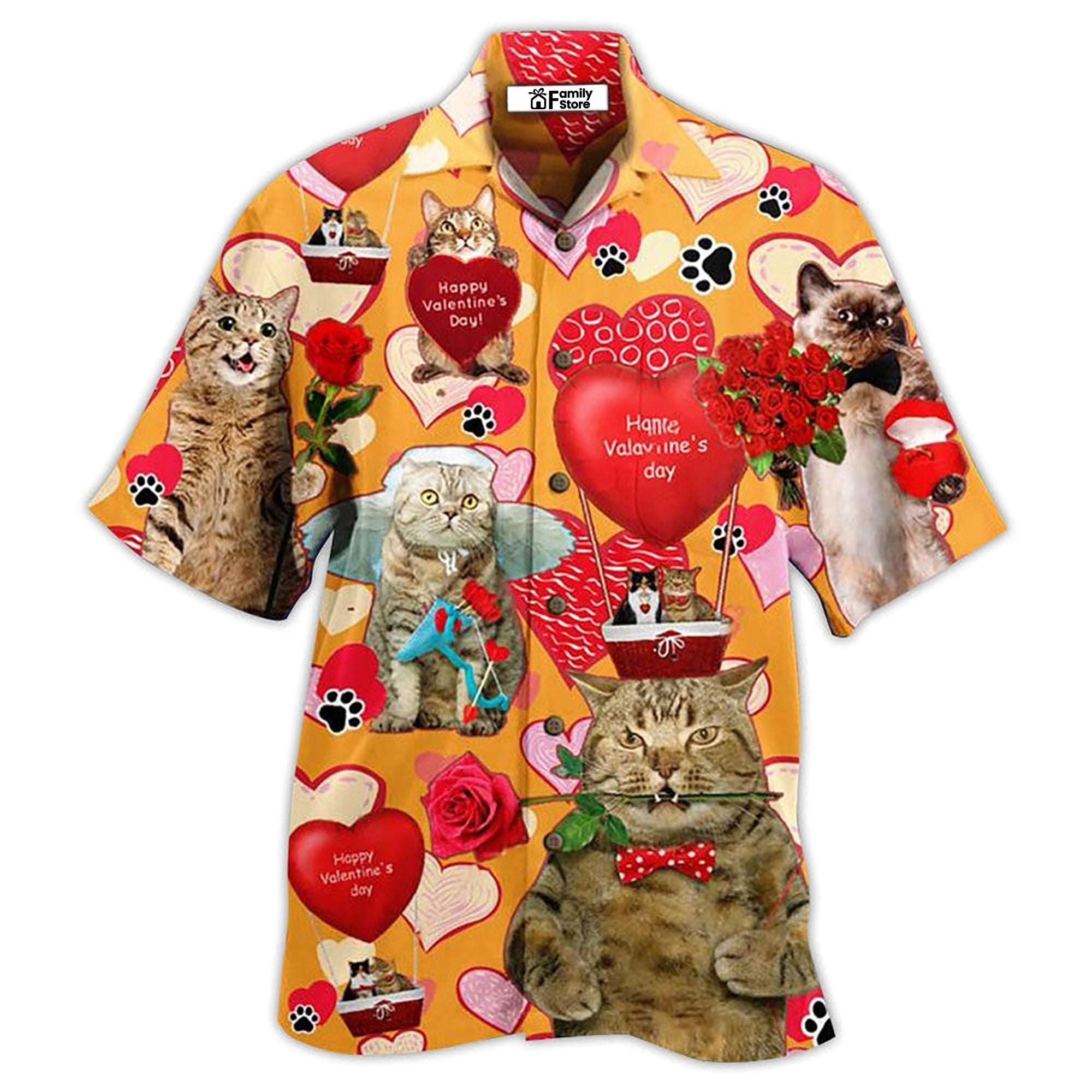 Cat Love You Forever Valentine - Hawaiian Shirt