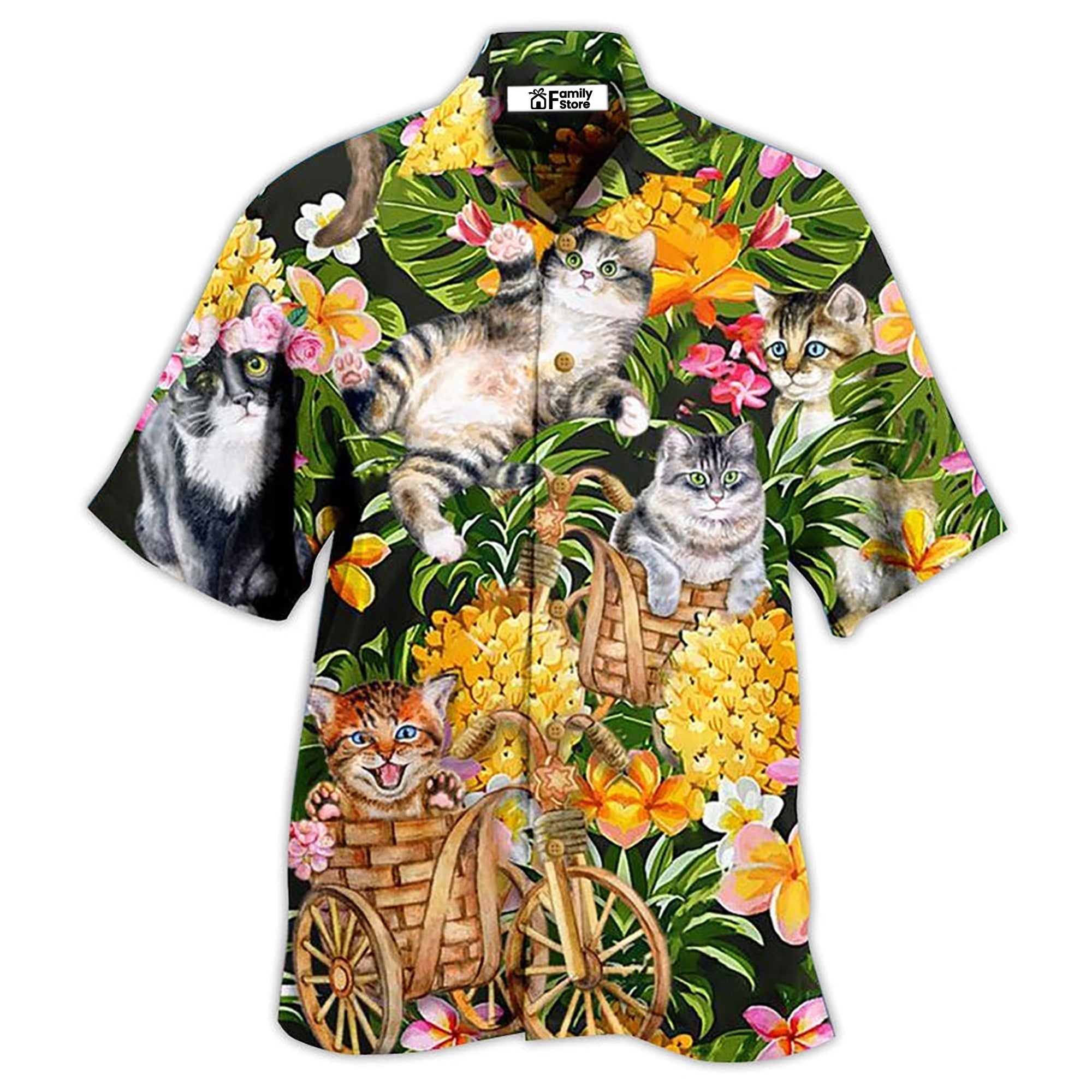 Cat Lovely And Flowers Garden - Gift For Cat Lovers - Hawaiian Shirt