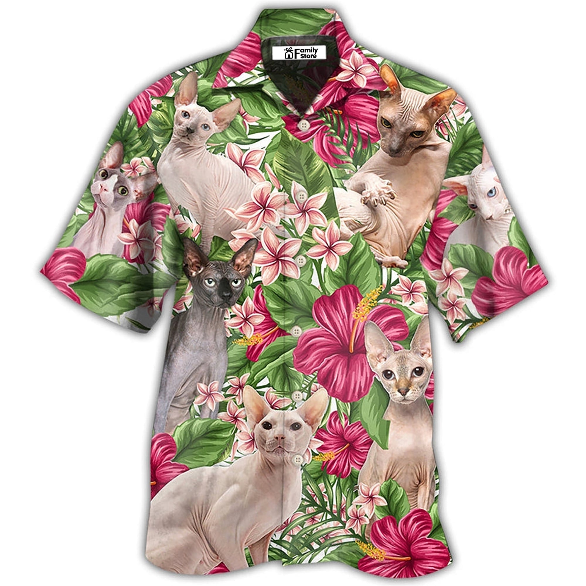 Cat Lovely Sphynx cat Tropical Floral - Hawaiian Shirt