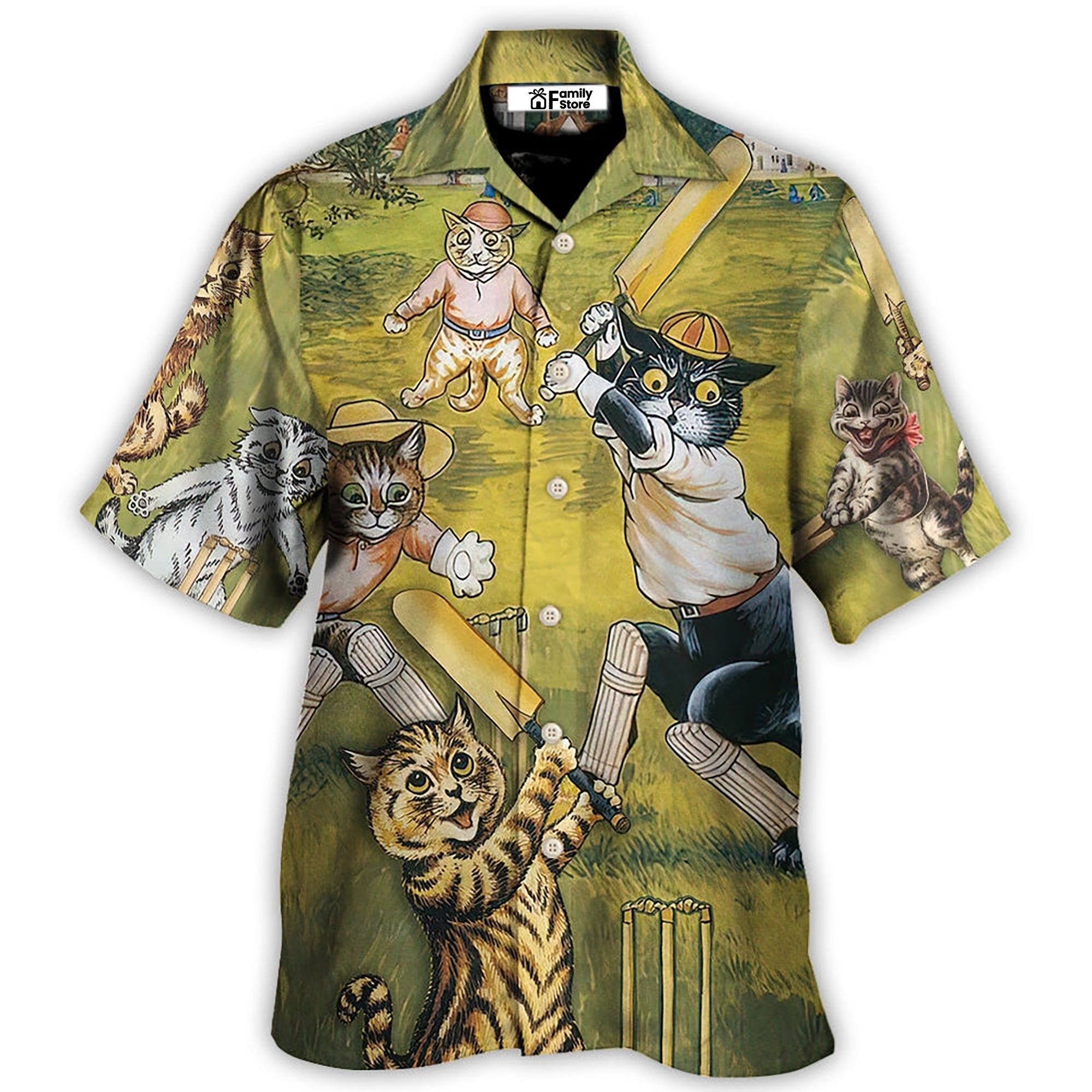 Cat Play Cricket Funny We Love Cricket - Hawaiian Shirt