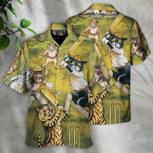 Cat Play Cricket Funny We Love Cricket - Hawaiian Shirt