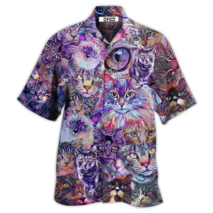 Cat Psychedelic Purple - Gift For Men And Women - Hawaiian Shirt